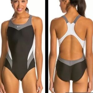 Nike Women’s Victory Color Block Power Back Tank Swimsuit Black